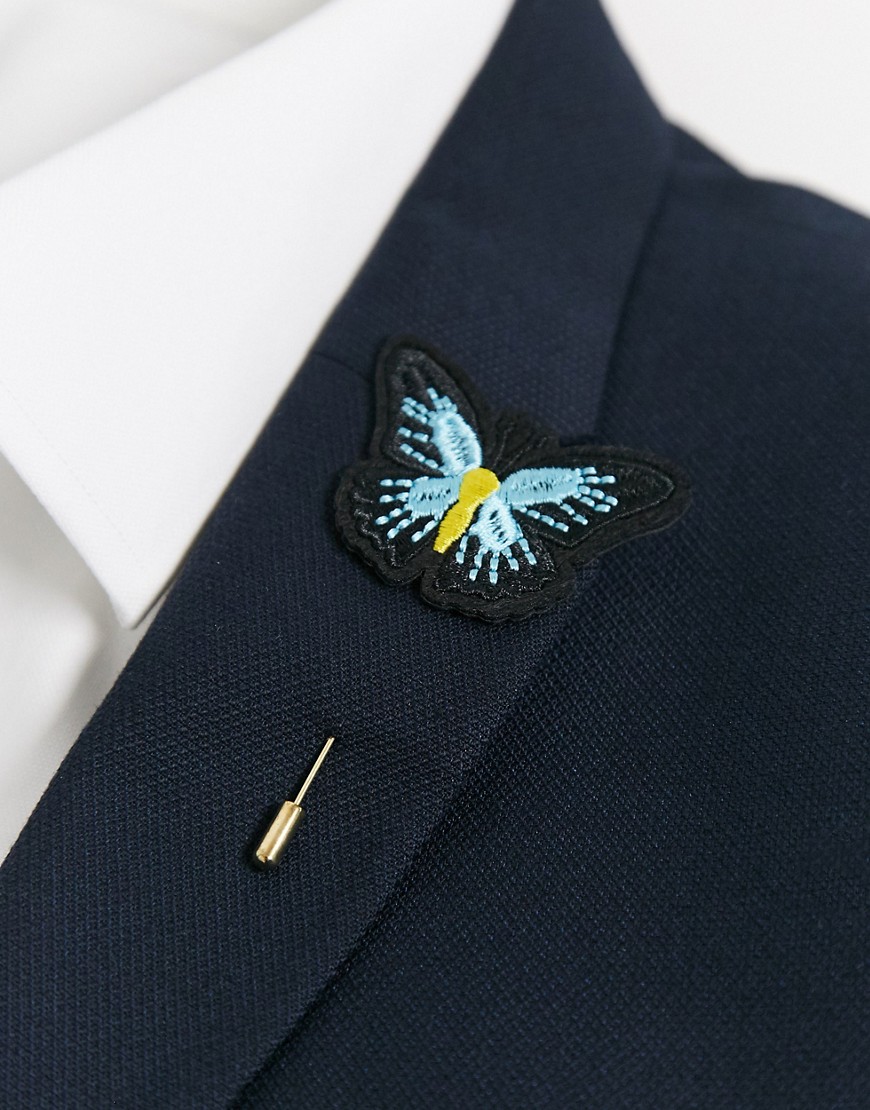 Devils Advocate embroidered butterfly lapel pin-Multi
