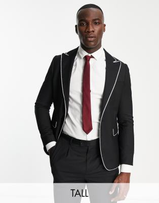 devils advocate - Devil's Advocate – Eng geschnittener Blazer mit Metallic-Kontraststreifen-Schwarz