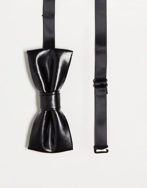 Devils advocate faux leather bow tie in black | ASOS