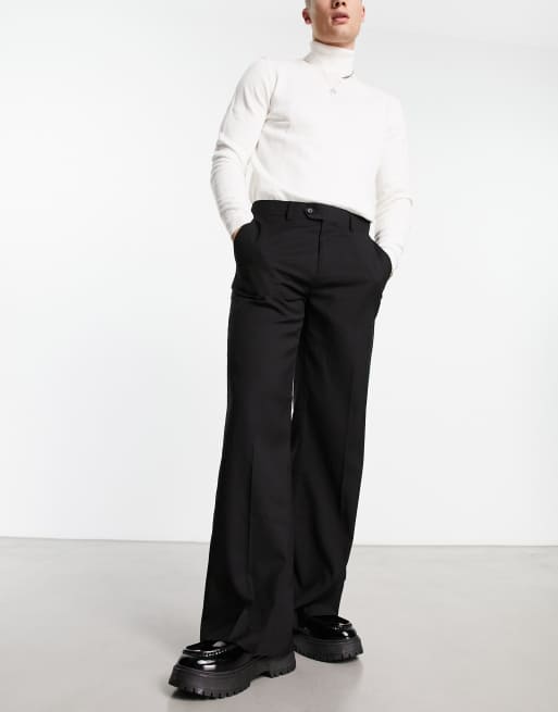 Devils Advocate flare leg smart trousers in black
