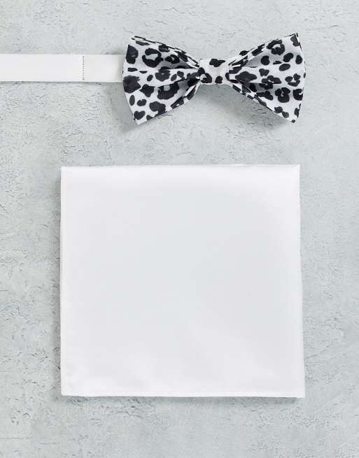 Devils Advocate – Fliege mit Print und schlichtes Einstecktuch aus Satin