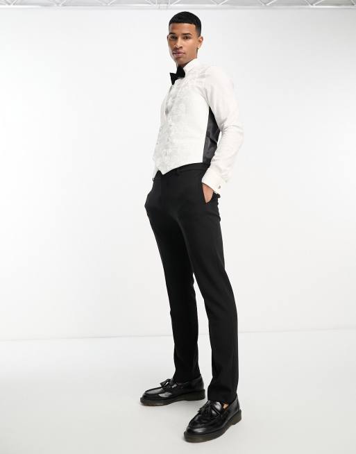 Devil's Advocate - Gilet da smoking doppiopetto bianco skinny con scollo rotondo, 2 di 5