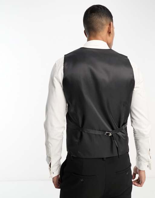 Devils Advocate - Gilet de costume ajusté à double boutonnage et encolure plongeante - Blanc, 4 de 5