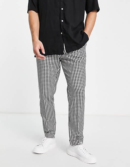 Devil's Advocate gingham checked high waisted pleated tapered smart pants