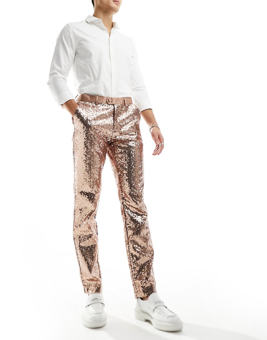 gold straight suit pants-Neutral