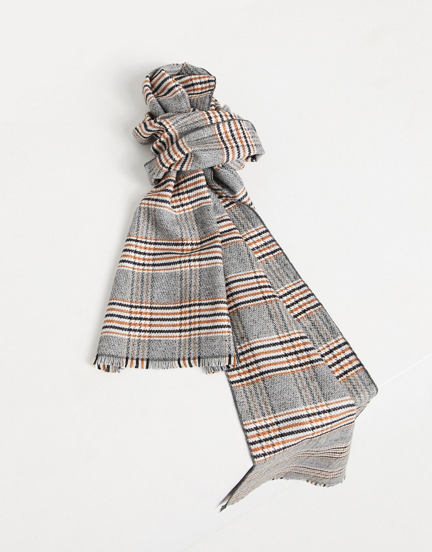 Devils Advocate Gray Prince Of Wales Check Scarf-grey