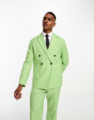 Devils Advocate green oversized double breasted notch lapel suit jacket