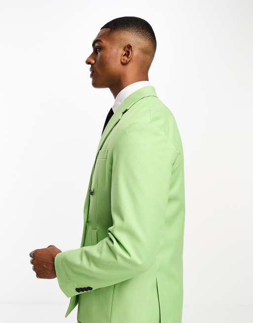 Devil's Advocate green oversized double breasted notch lapel suit jacket