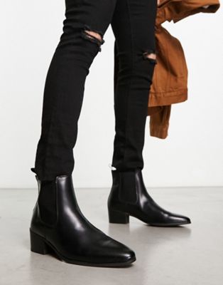 Devils Advocate heeled cuban boots in black