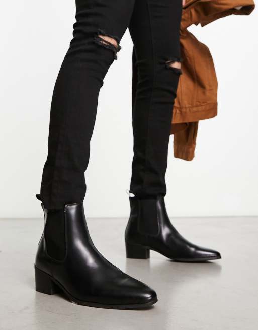 Devils Advocate heeled cuban boots in black