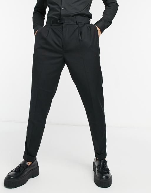 Devils Advocate high waist pleated tapered dress pants