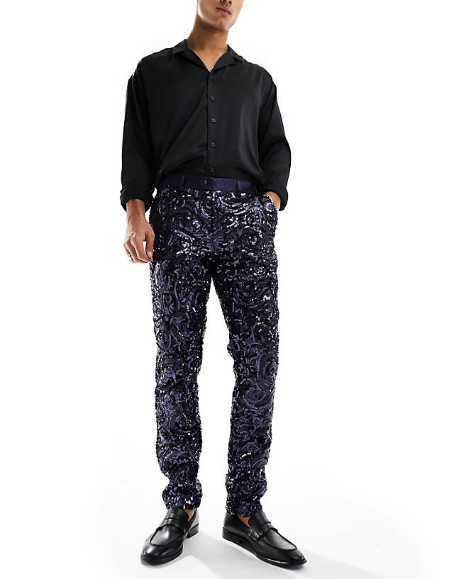 Devils Advocate - navy slim suit trousers
