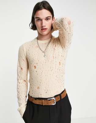 Devil's Advocate open weave crew neck jumper