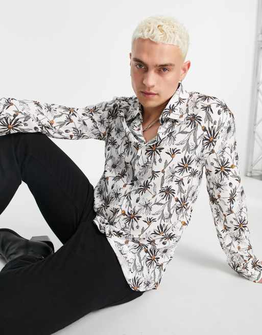 Devil's Advocate - Overhemd van viscose met bloemenprint, brede kraag en volumineuze mouwen