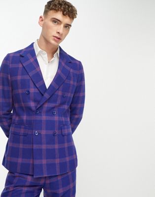 oversized suit jacket in blue check