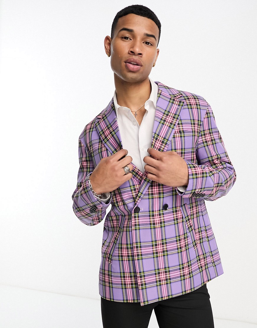 Devils Advocate oversized suit jacket in pink check