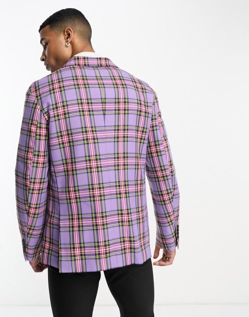 Devil's Advocate oversized suit jacket in pink check, 5 of 5