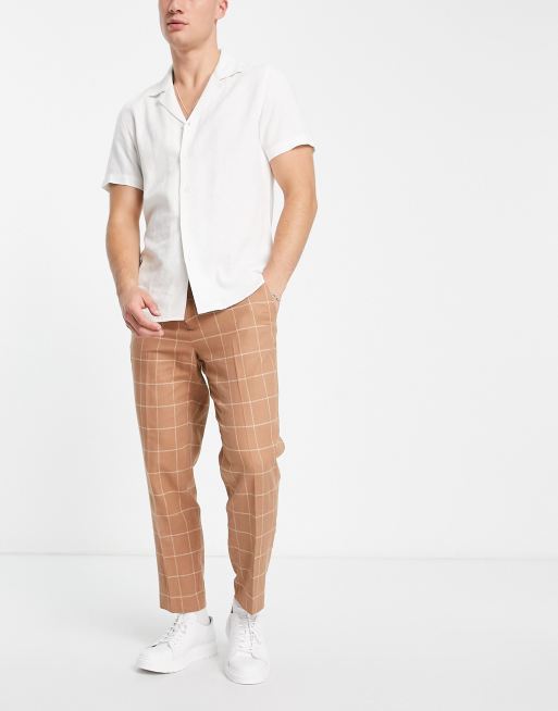 Devils Advocate - Pantaloni corti ampi in lino a quadri grandi