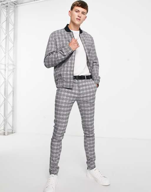Devils Advocate - Pantaloni super skinny grigi quadri in coordinato