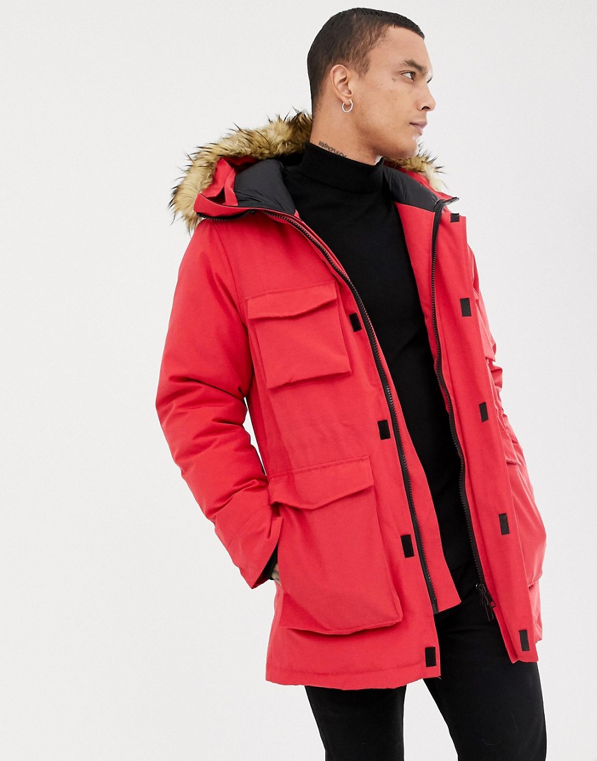 Devils Advocate - Parka da neve premium con pelliccia sintetica giapponese-Rosso