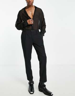 black tapered dress pants