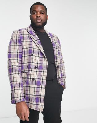 Devils Advocate Devil's Advocate Plus Checked Blazer In Purple