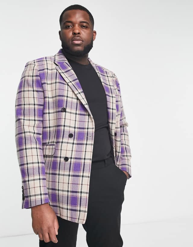 Devil's Advocate Plus checked blazer in purple