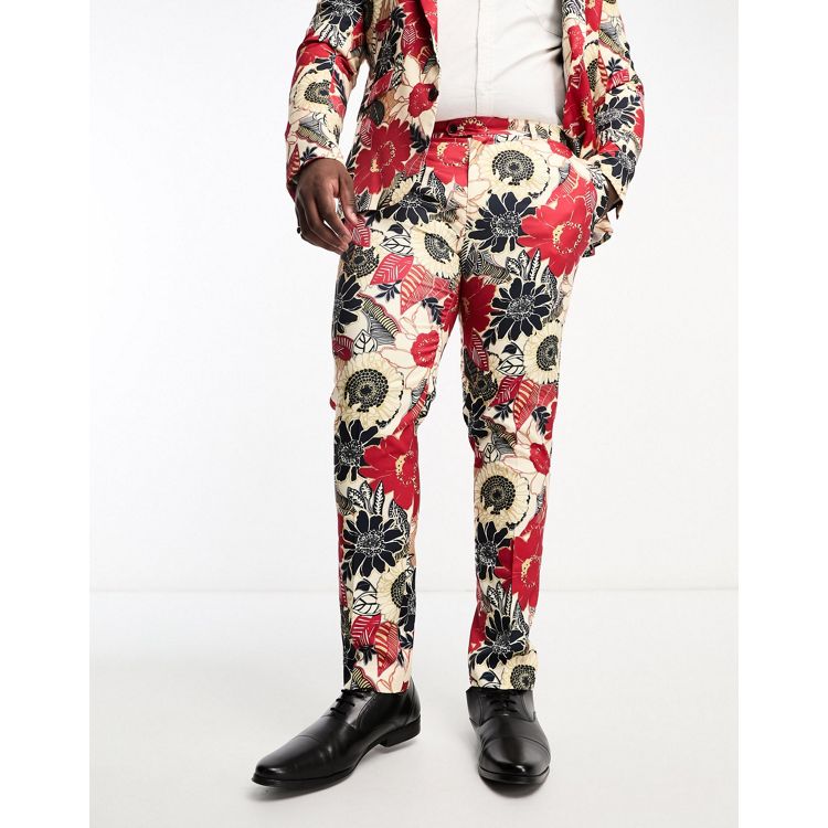 Devils Advocate Plus skinny fit suit trousers in floral print