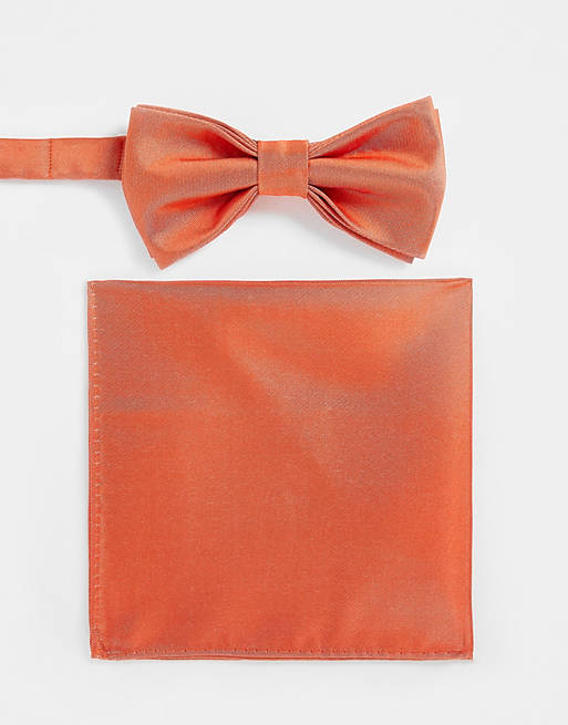 Devil's Advocate pocket square and bow tie set in orange