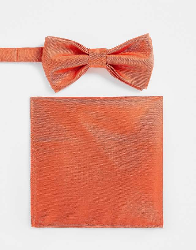 Devils Advocate pocket square and bow tie set in orange