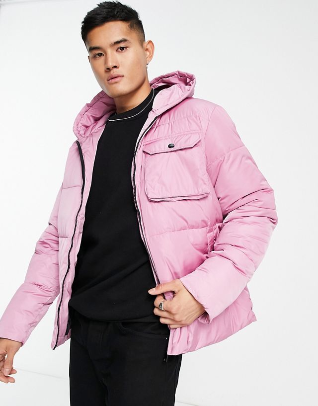 Devils Advocate puffer jacket in pink