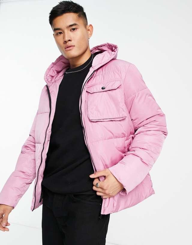 Devils Advocate puffer jacket in pink