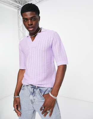 Devils Advocate oversized open collar jumper in purple - ASOS Price Checker