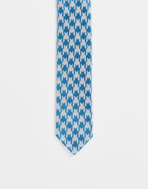 Devils Advocate puppytooth tie in teal and navy