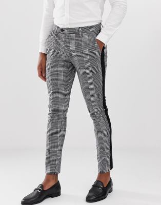 black white check pants