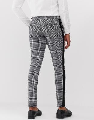 black trousers with white stripe