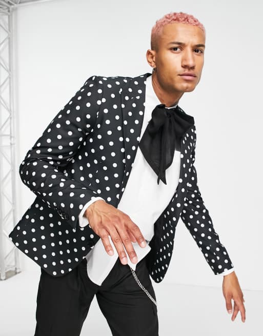 Devils Advocate skinny fit double breasted polka dot blazer ASOS