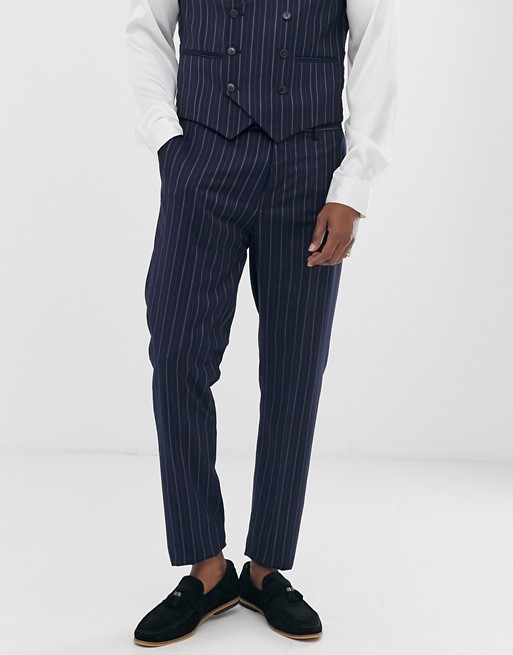 Devils Advocate skinny fit navy stripe suit trouser