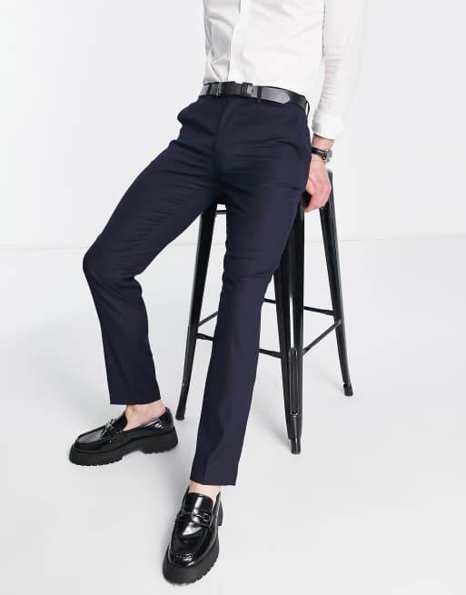 Devil's Advocate skinny fit tuxedo pants in navy