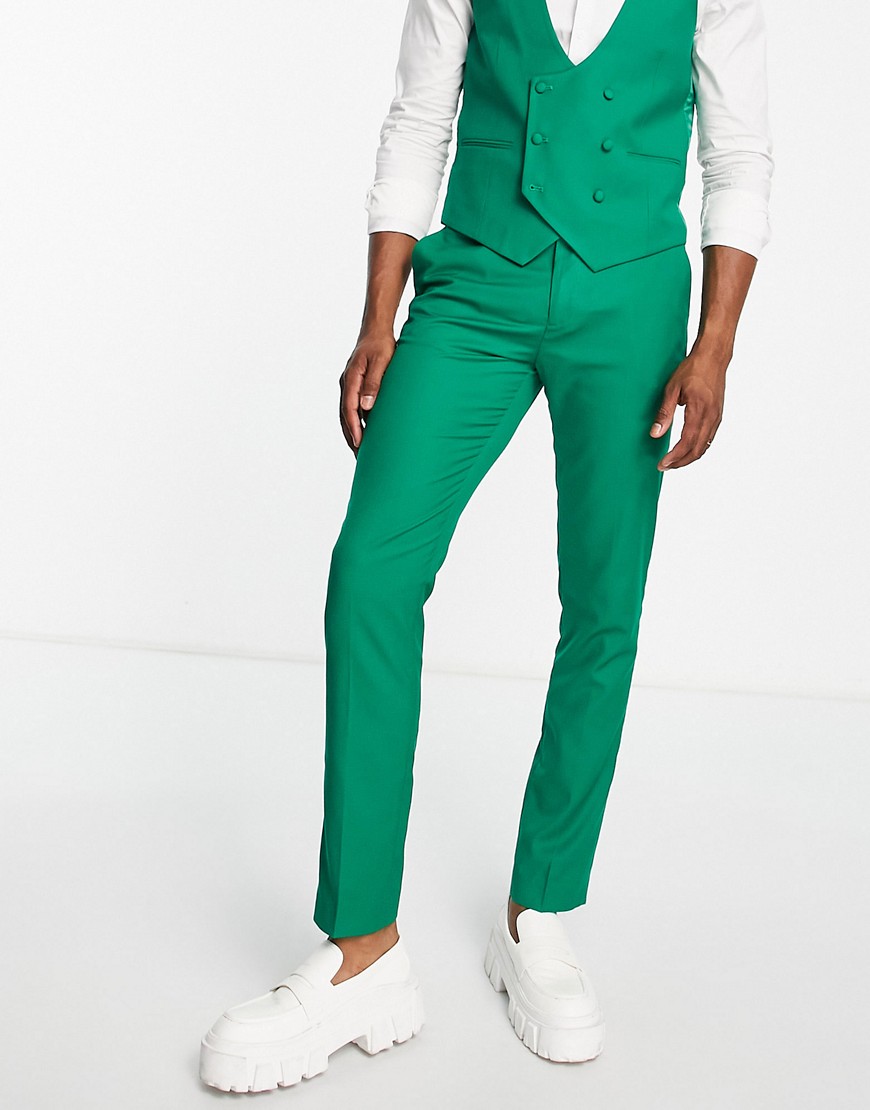 Devils Advocate skinny suit trousers in green