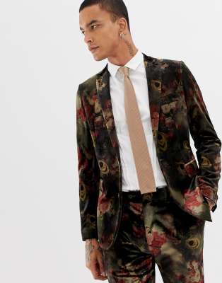 floral velvet suit