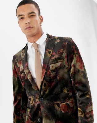 floral velvet suit