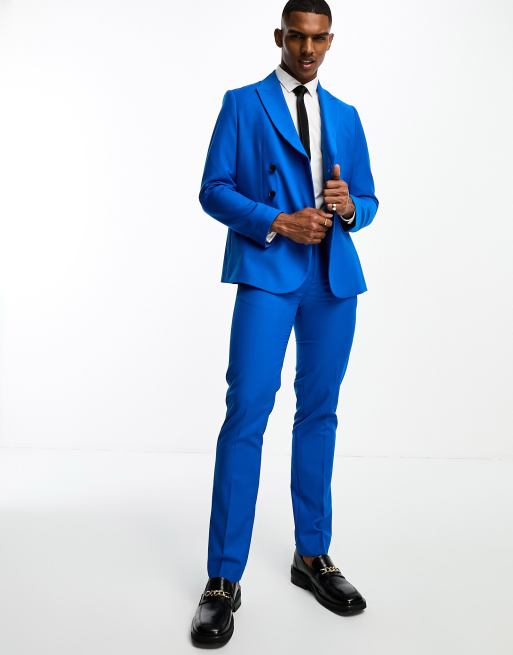 Devils Advocate slim fit royal blue suit pants