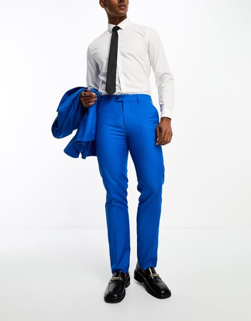 Devils Advocate slim fit royal blue suit trouser