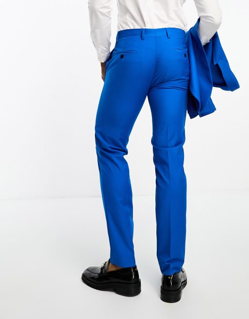 Devils Advocate slim fit royal blue suit trouser