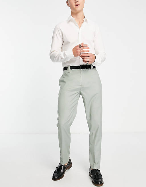 Devil's Advocate smart pants with zip ankle detail in light green