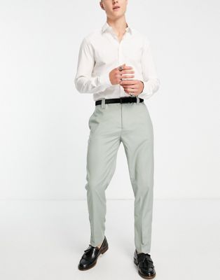 Devils Advocate smart trousers with zip ankle detail in light green