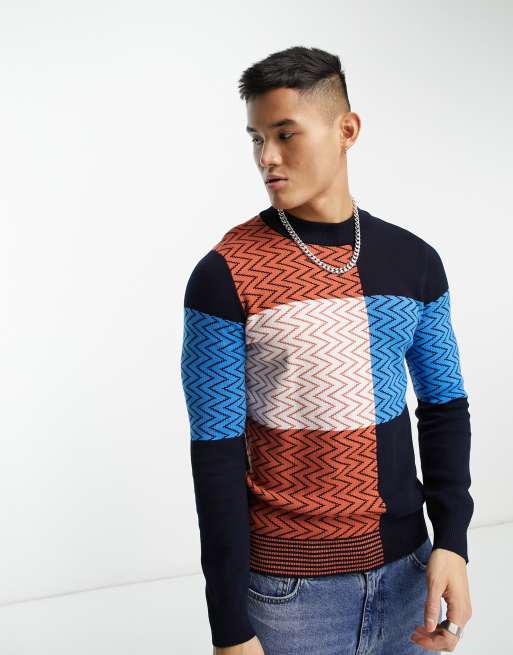 Devils Advocate square printed crew neck jumper in multi