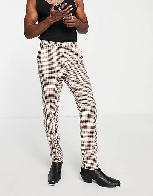 Devil's Advocate suit pants in brown check