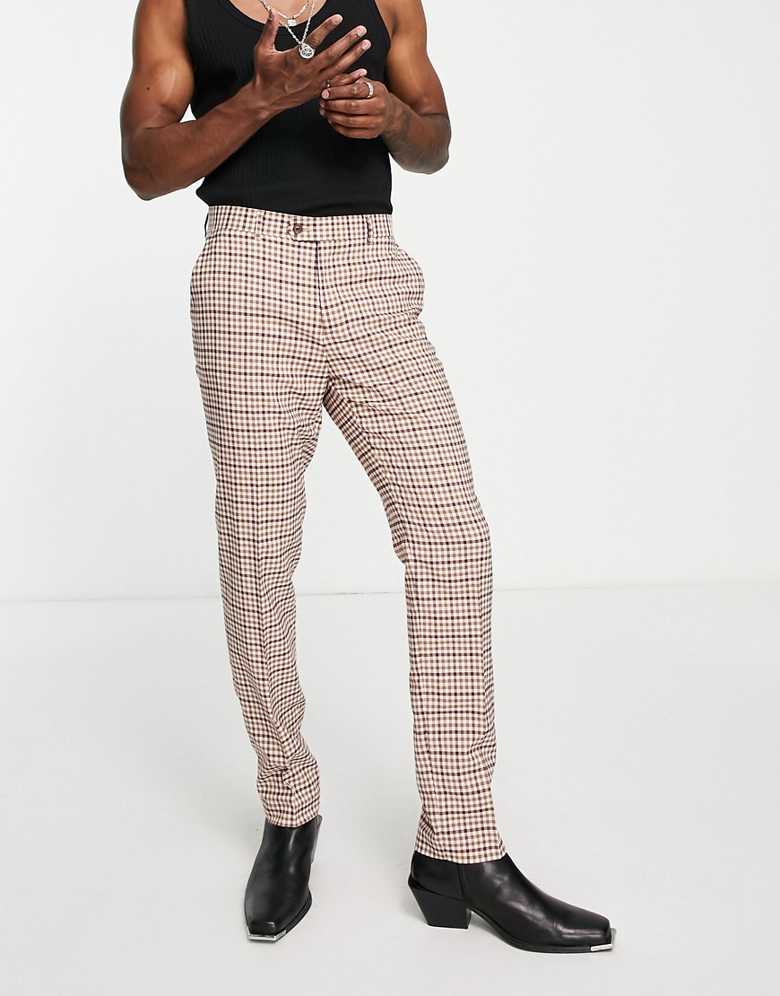 Devils Advocate suit trousers in brown check